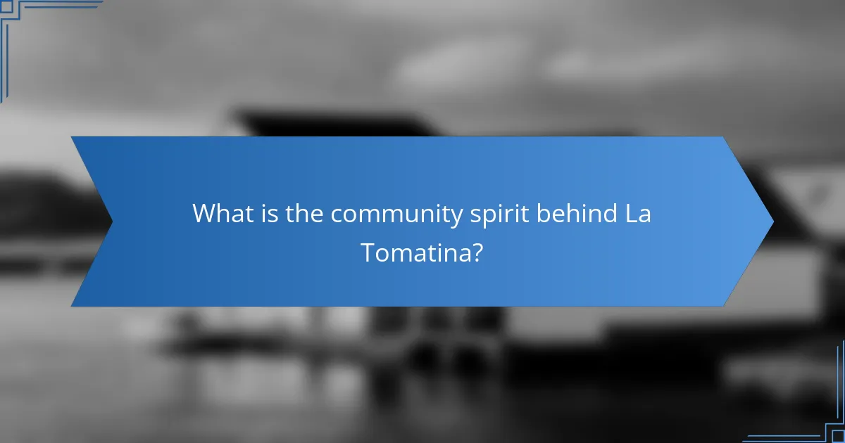 What is the community spirit behind La Tomatina?